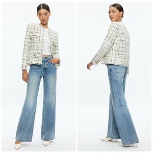 Alice + Olivia Cream and Black Tweed Blazer